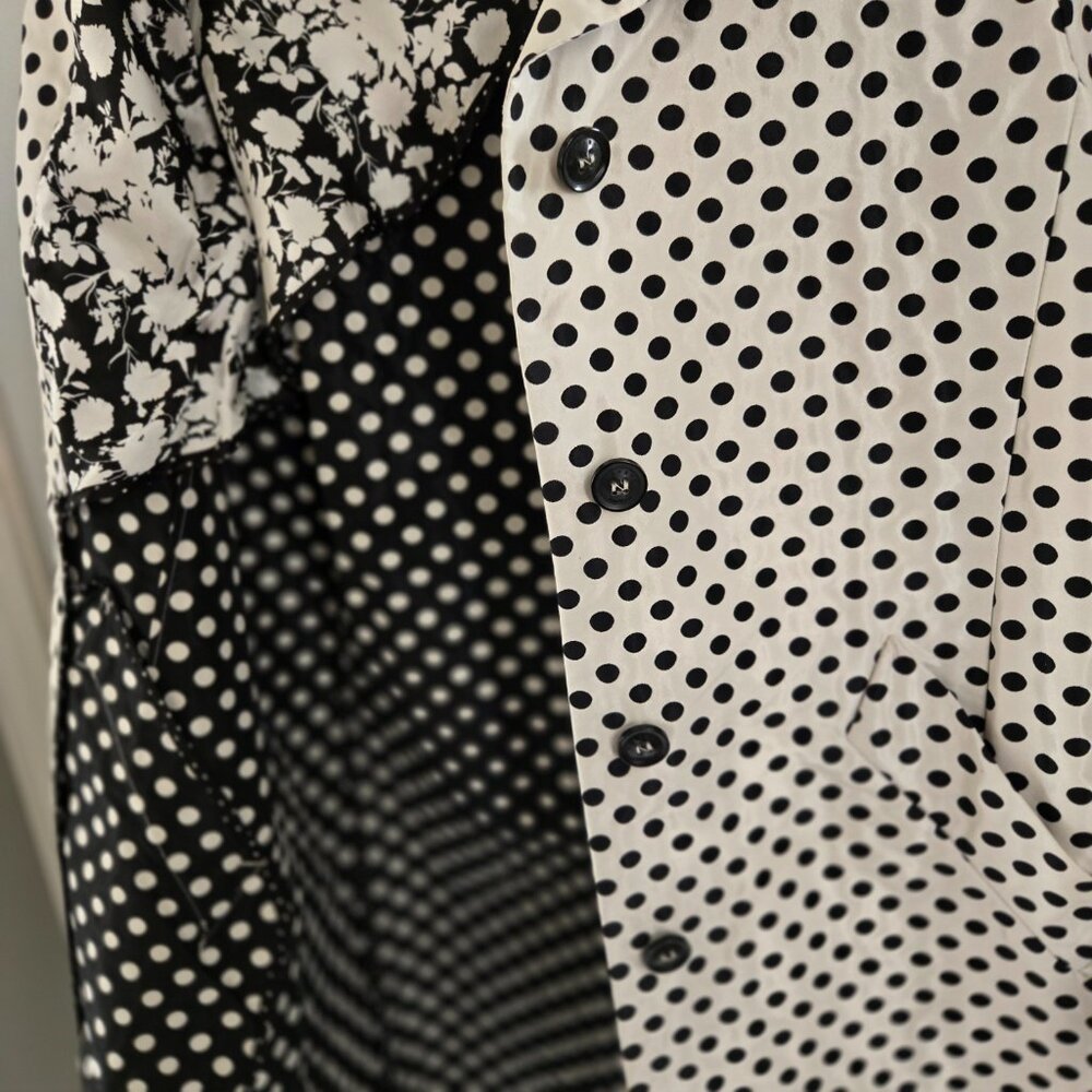 Weekend Max Mara Polka Dot Trench Coat Black White Belted Jacket Size 4 - Picture 9 of 16